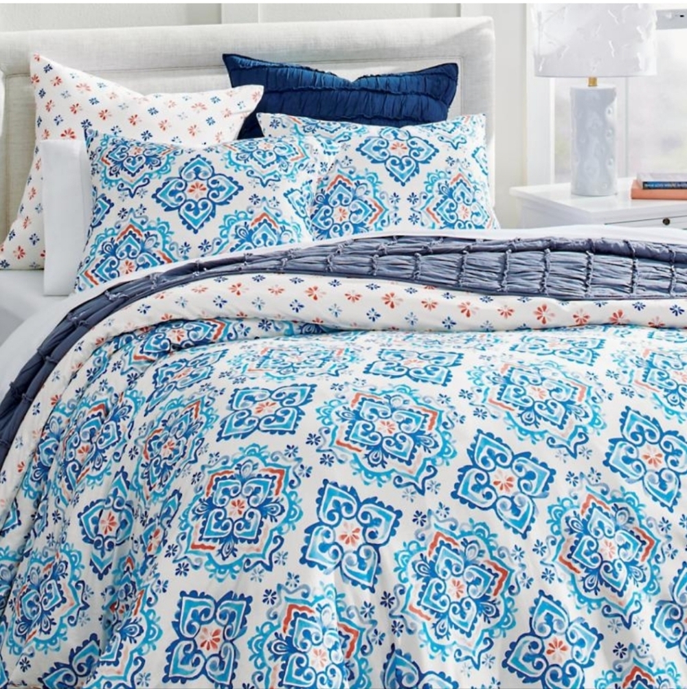 NEW IN PACKAGE Grandin Road Gianna Medallion Duvet Cover Cotton KING  BinY